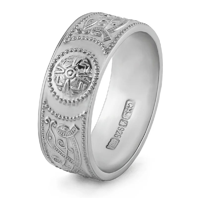 women's engraved engagement ring-Retired Celtic Warrior Shield Wedding Ring US-WED33