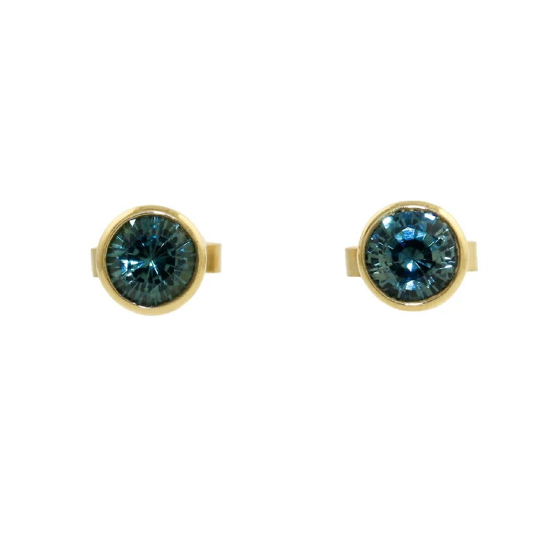 women's art deco ring-14k x Montana Sapphire Studs