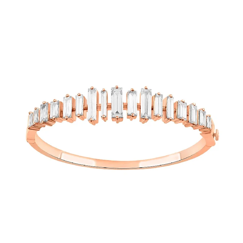 women's cushion cut necklace-Signature EcoLove 5-3/4 CTW Diamond Tennis Bangle Bracelet in 14KT Rose Gold