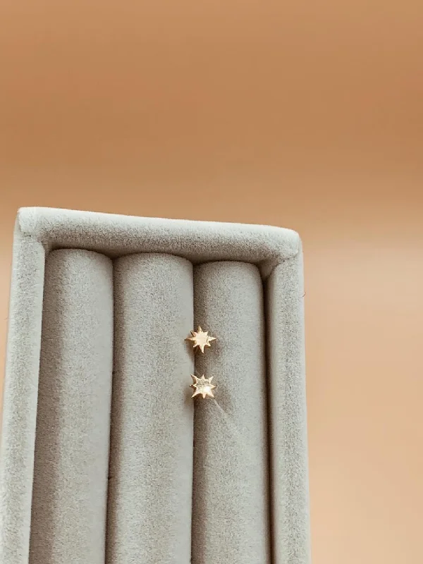 women's pave setting ring-Baby Polaris North Star Studs | 18kt Solid Gold