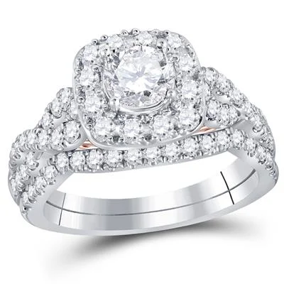 women's luxury engagement ring-14K DIAMOND BRIDAL WEDDING RING SET 1-3/4 CTTW (CERTIFIED)