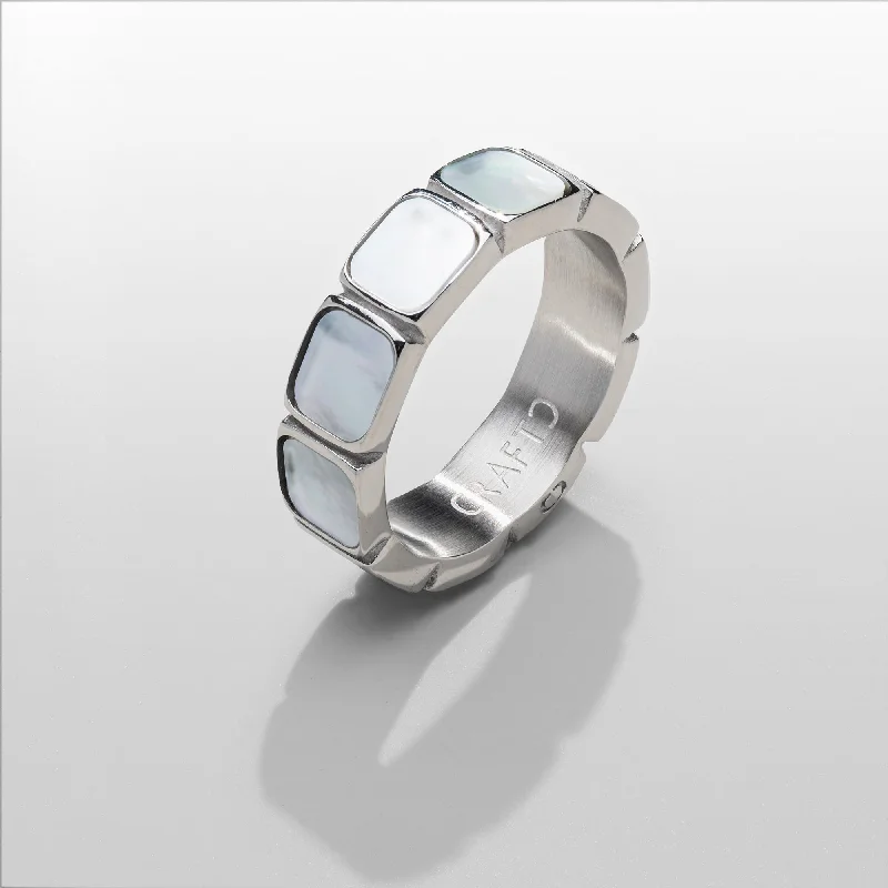 women's antique ring-White Stone Band Ring (Silver)