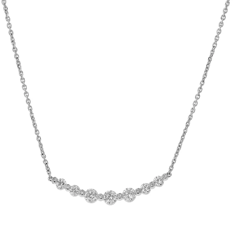 women's wedding necklace-Diamond Curved Bar Necklace