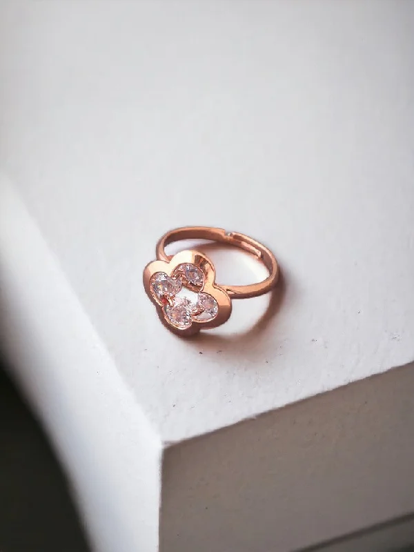 women's topaz ring-Rose Gold Indrika Adjustable Zirconia Ring