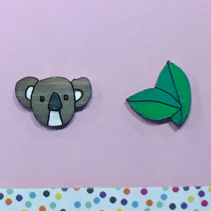 women's oval ring-Studs: Koala Noms