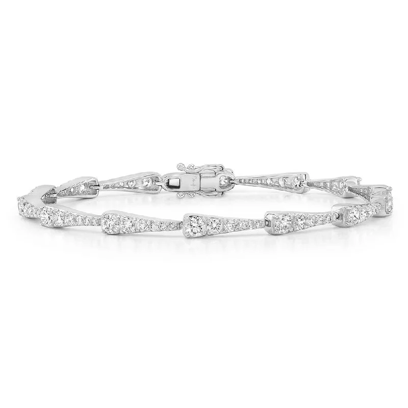 women's graduation gift necklace-Uneek Bracelet with Graduating Round Diamonds in Tapered Bars