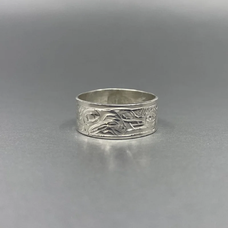 women's pearl ring-Gene Chilton Ring Silver size 13 Eagle Wolf