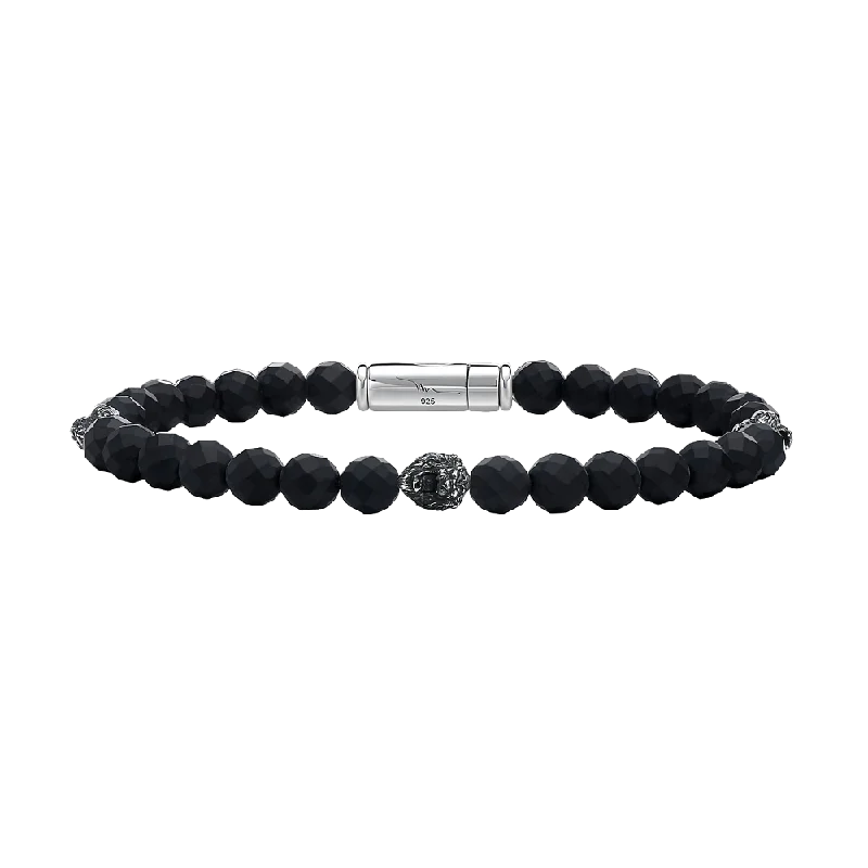 women's budget-friendly necklace-Bulova Marc Anthony Collection Sterling Silver and Onyx Bracelet