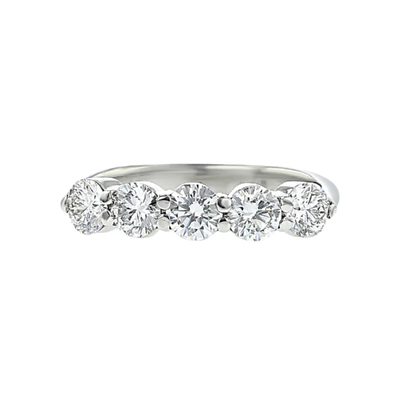 women's vintage engagement ring-Platinum Diamond Five Stone Wedding Ring