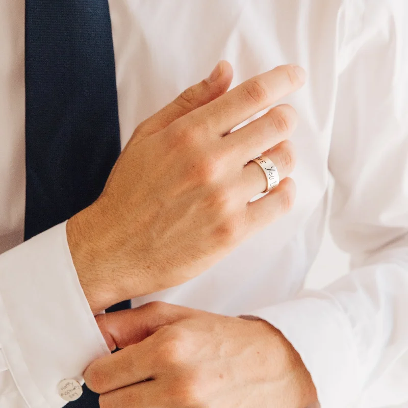 women's nature-inspired ring-Thick Handwriting Band