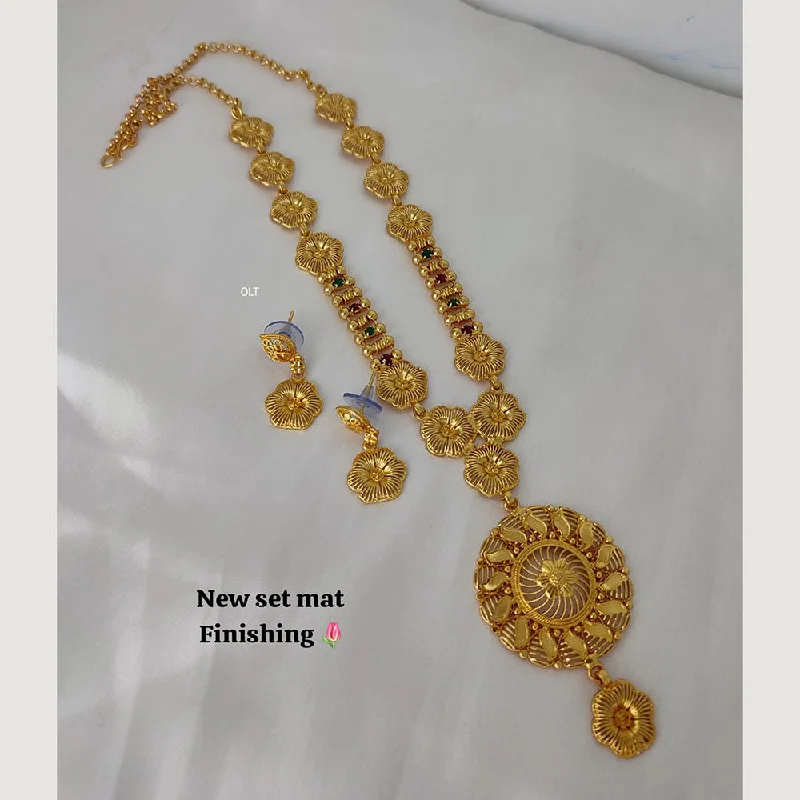 women's modern necklace-Lucentarts Jewellery Gold Plated Long  Necklace Set