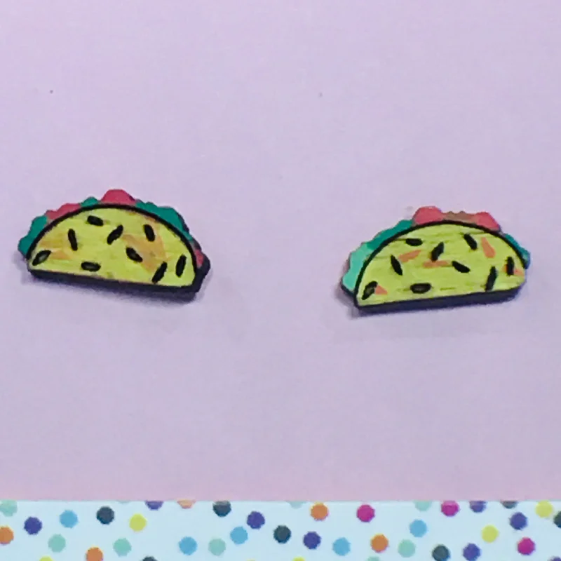 women's bar setting ring-Studs: Tacos